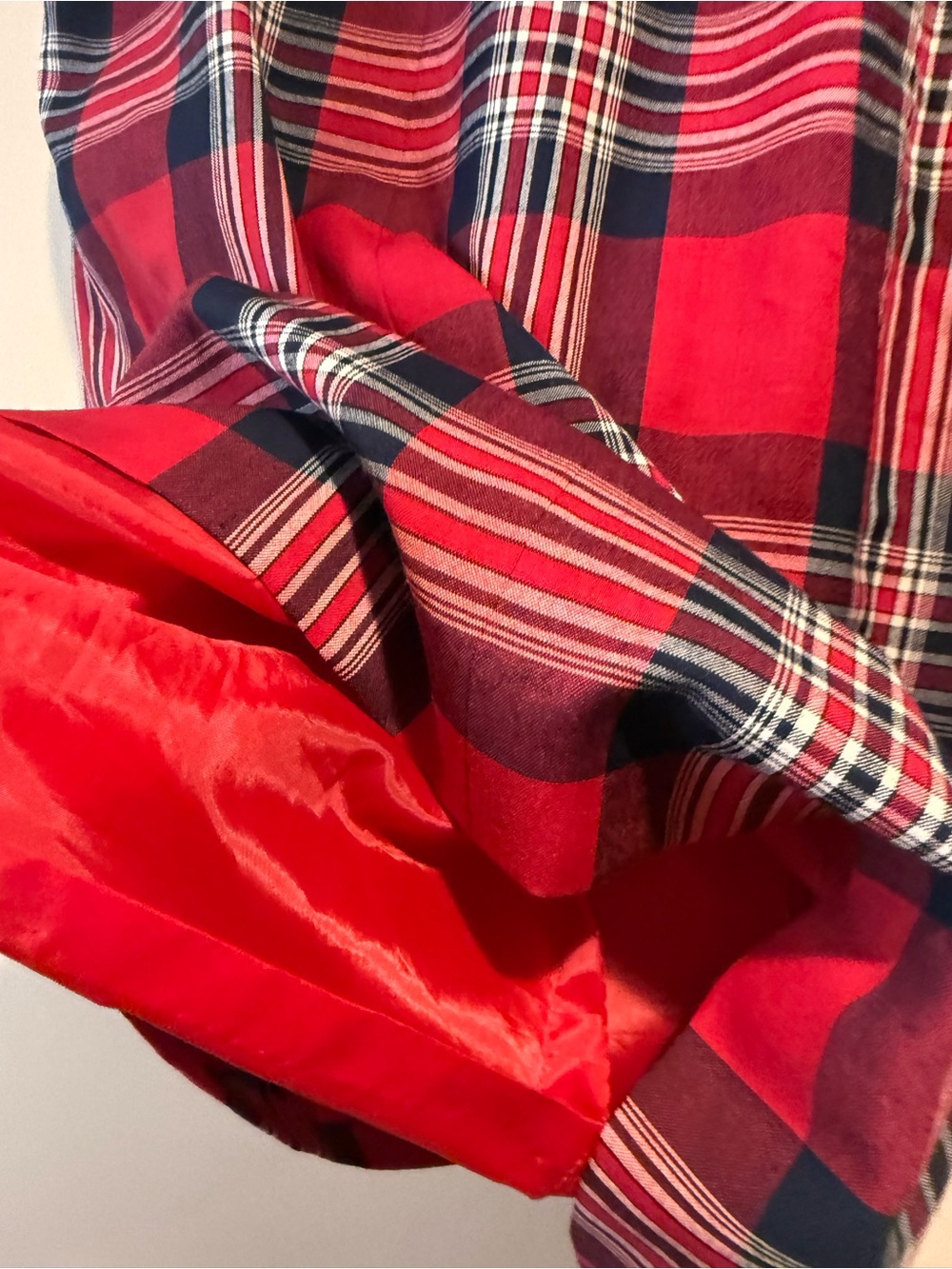 Vintage PENDLETON Skirt 100% Virgin Wool tartan Plaid A Line 14 Made in USA Red - Picture 9 of 9
